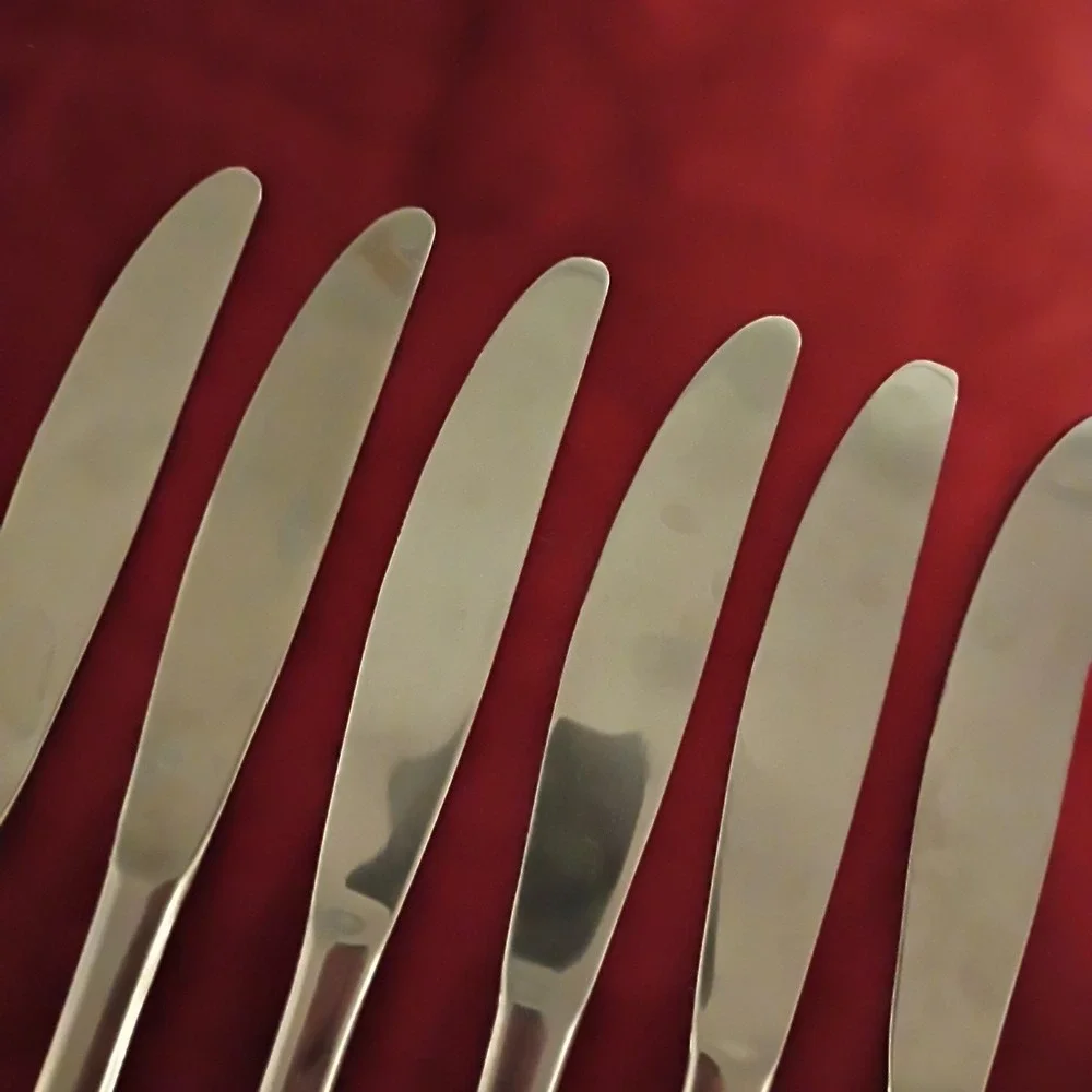 6 Dinner Knives Farberware‎ BAYPORT Stainless Glossy Flatware Replacement 8.5